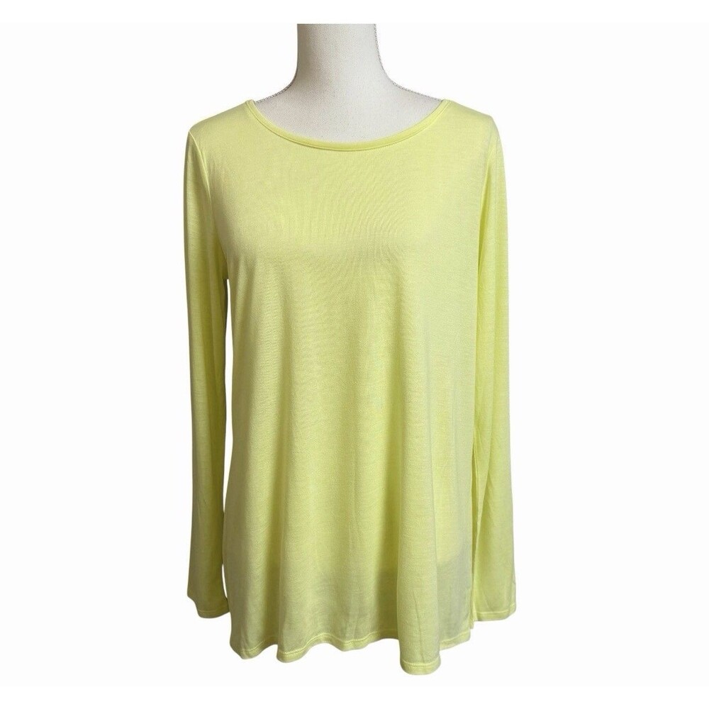 NWT JcPenny Stylus Women's L Essential Long Sleeve Tee Citron Glow Yellow